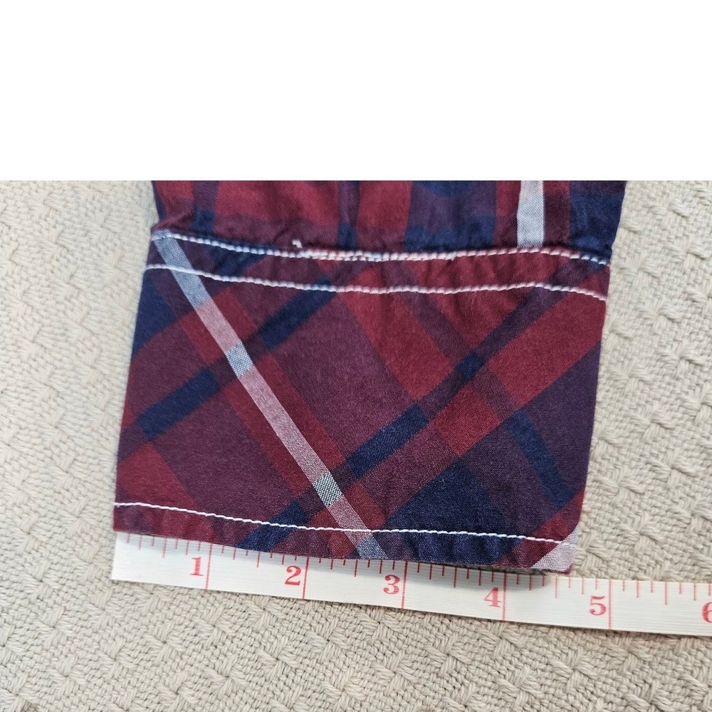 RECLAIM | Mens Athletic Fit Western Plaid Snap Button Down Shirt Red Navy XL - Picture 12 of 15